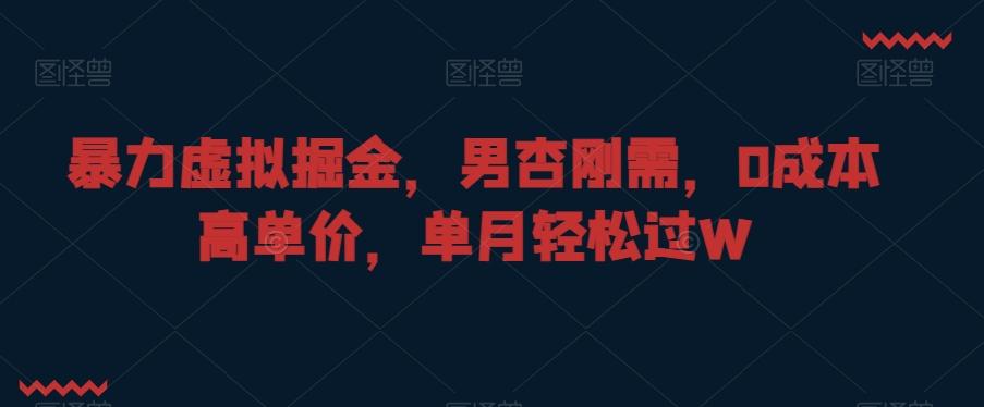 暴力虚拟掘金，男杏刚需，0成本高单价，单月轻松过W【揭秘】-随风资源网