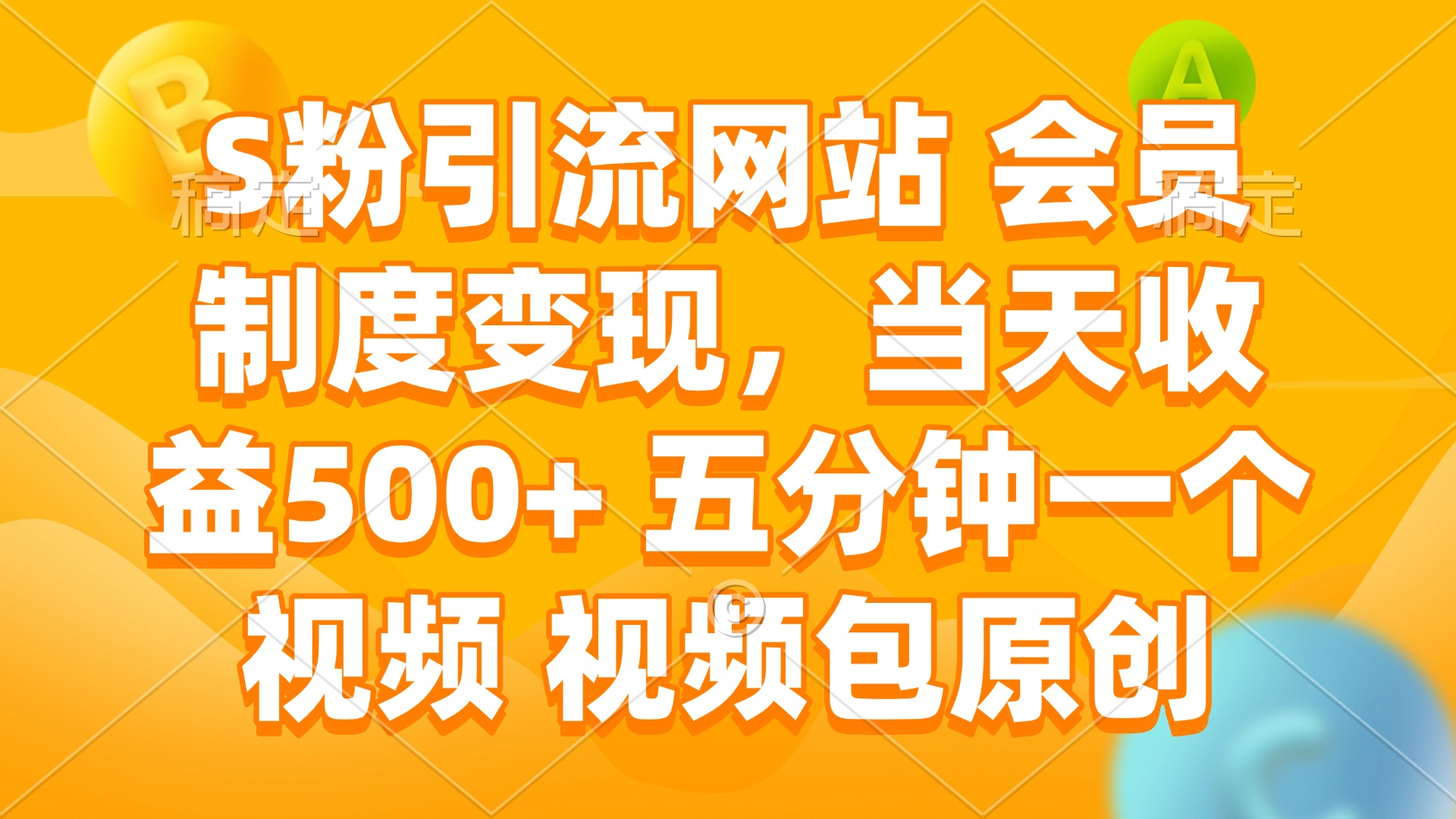 S粉引流网站 会员制度变现，当天收益500+ 五分钟一个视频 视频包原创-随风资源网