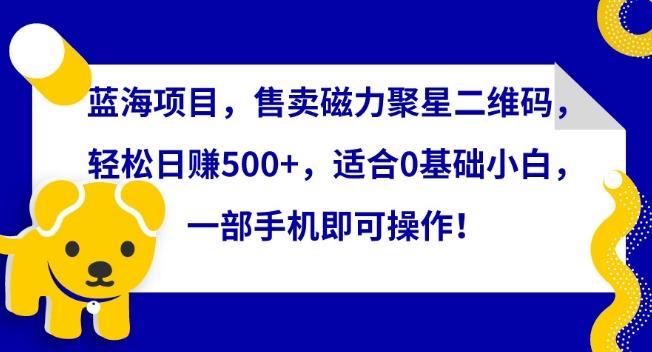 蓝海项目，售卖磁力聚星二维码，轻松日赚500+，适合0基础小白，一部手机即可操作【揭秘】-随风资源网