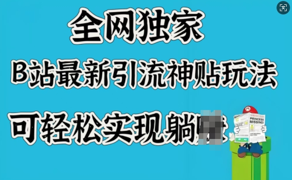 全网独家，B站最新引流神贴玩法，可轻松实现躺Z-随风资源网