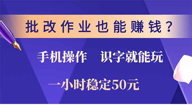 批改作业也能赚钱？0门槛手机项目，识字就能玩！一小时50元！-随风资源网