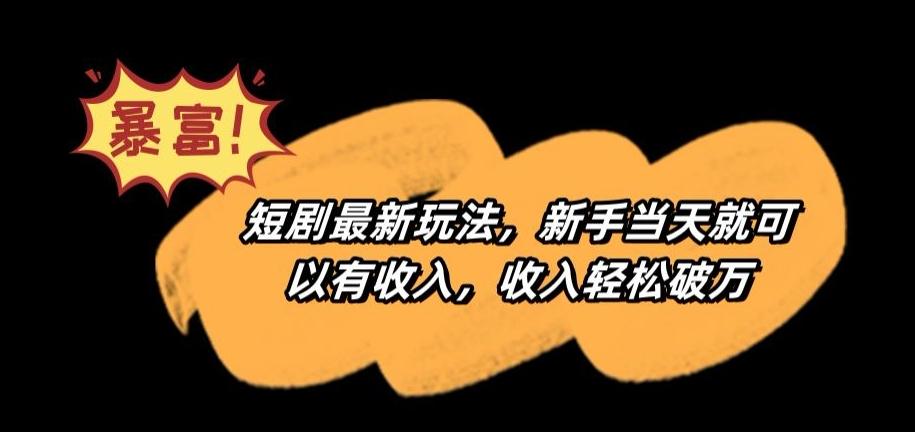 短剧最新玩法，新手当天就可以有收入，收入轻松破万【揭秘】-随风资源网