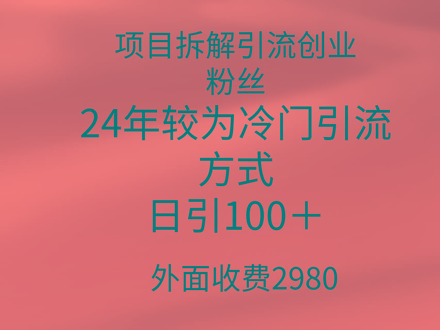 (9489期)项目拆解引流创业粉丝，24年较冷门引流方式，轻松日引100＋-随风资源网