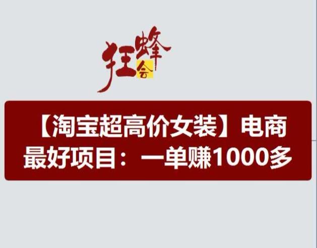 淘宝超高价女装项目，电商最好赛道，一单赚1000多-随风资源网