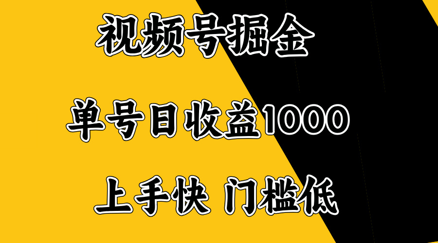 视频号掘金，单号日收益1000+，门槛低，容易上手。-随风资源网