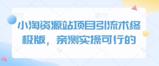 小淘资源站项目引流术终极版，亲测实操可行的-随风资源网