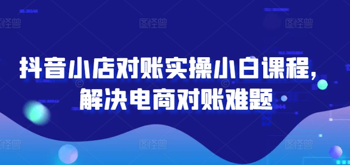 抖音小店对账实操小白课程，解决电商对账难题-随风资源网