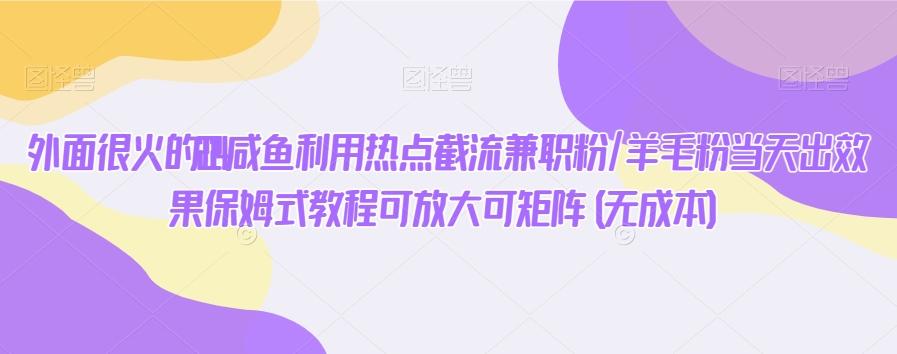 外面很火的2024咸鱼利用热点截流兼职粉/羊毛粉当天出效果保姆式教程可放大可矩阵(无成本)-随风资源网