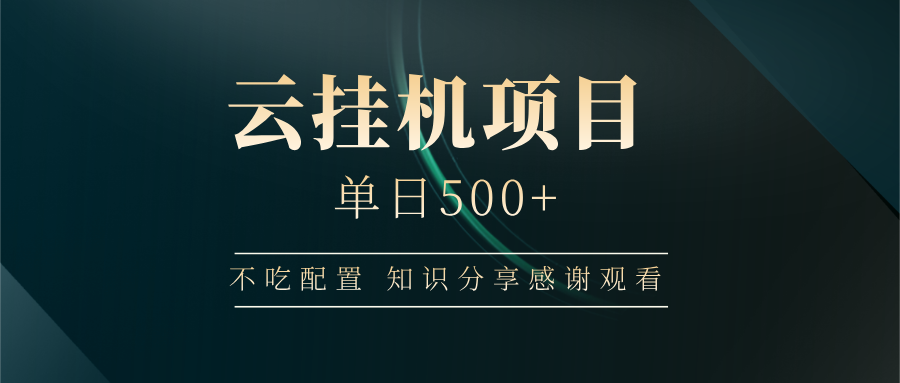 云挂机项目单日500+ 不吃配置，知识分享感谢观看-随风资源网