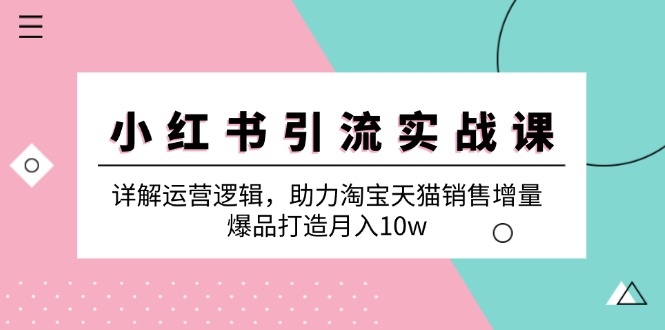 小红书引流实战课：详解运营逻辑，助力淘宝天猫销售增量，爆品打造月入10w-随风资源网