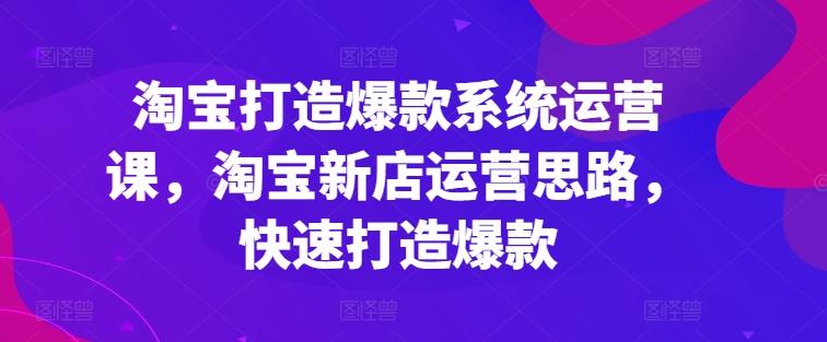 淘宝打造爆款系统运营课，淘宝新店运营思路，快速打造爆款-随风资源网