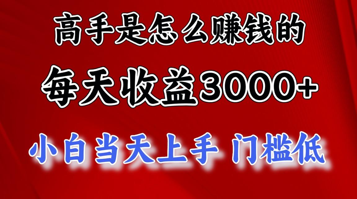 高手是怎么赚钱的，一天收益3000+ 这是穷人逆风翻盘的一个项目，非常稳…-随风资源网