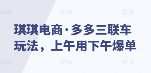 琪琪电商·多多三联车玩法，上午用下午爆单-随风资源网