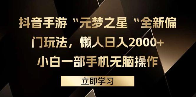 (9456期)抖音手游“元梦之星“全新偏门玩法，懒人日入2000+，小白一部手机无脑操作-随风资源网