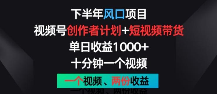 下半年风口项目，视频号创作者计划+视频带货，一个视频两份收益，十分钟一个视频【揭秘】-随风资源网