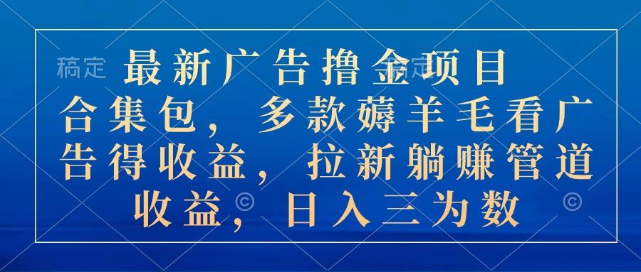 最新广告撸金项目合集包，多款薅羊毛看广告收益 拉新管道收益，日入三为数-随风资源网