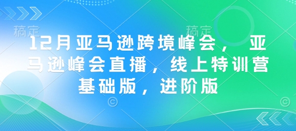 12月亚马逊跨境峰会， 亚马逊峰会直播，线上特训营基础版，进阶版-随风资源网