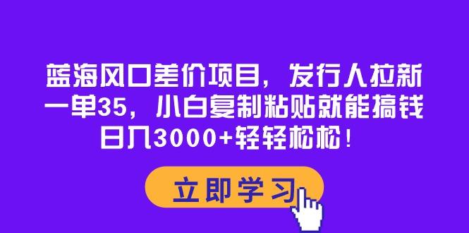 蓝海风口差价项目，发行人拉新，一单35，小白复制粘贴就能搞钱！日入30…-随风资源网