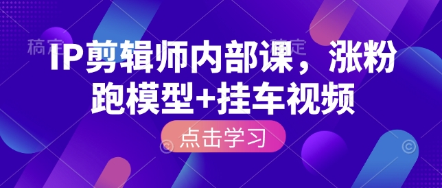 IP剪辑师内部课，涨粉跑模型+挂车视频-随风资源网