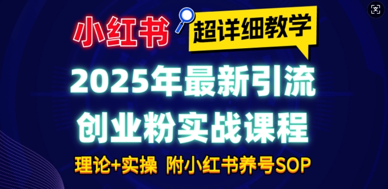 2025年最新小红书引流创业粉实战课程【超详细教学】小白轻松上手，月入1W+，附小红书养号SOP-随风资源网
