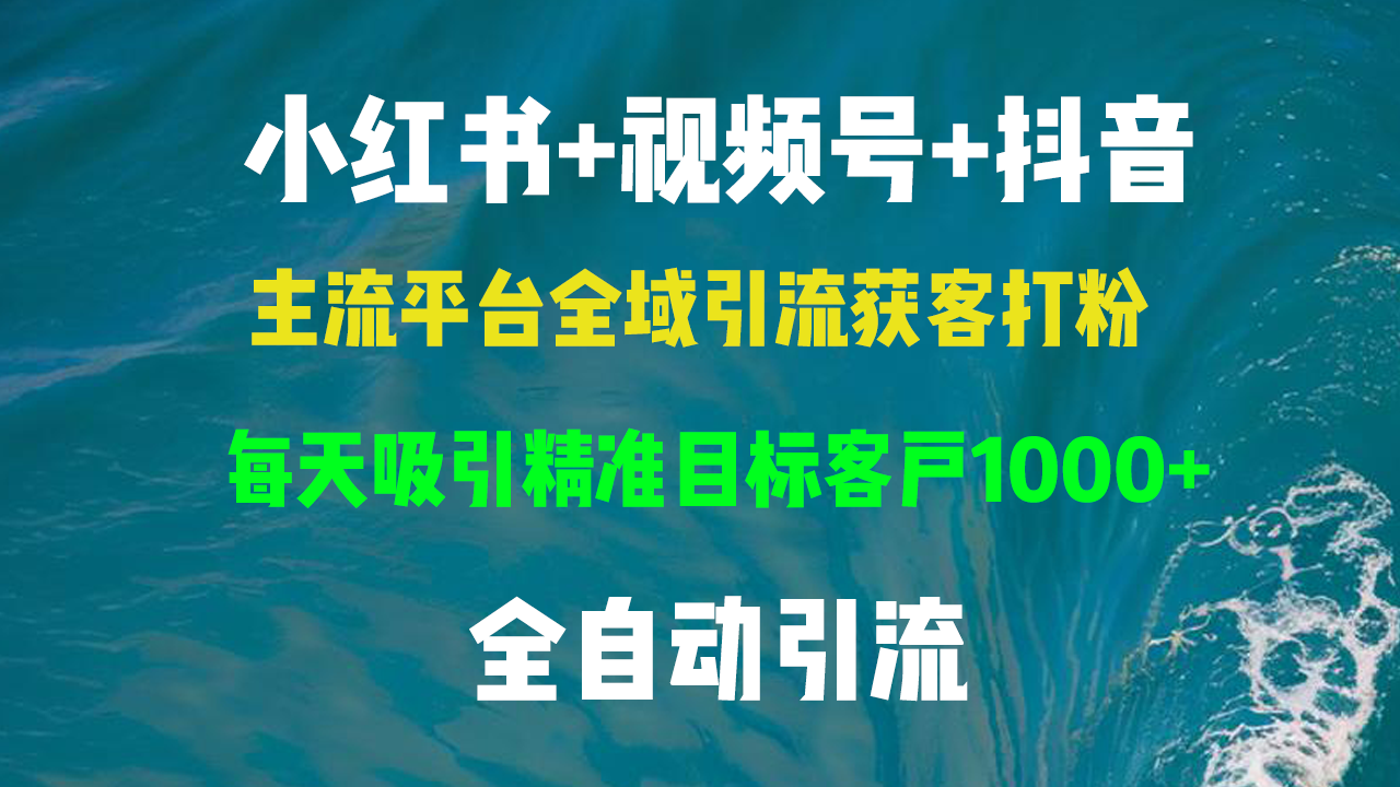 小红书，视频号，抖音主流平台全域引流获客打粉，每天吸引精准目标客户…-随风资源网