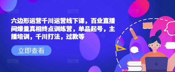 六边形运营千川运营线下课，百业直播间爆量真相终点训练营，单品起号，主播培训，千川打法，过款等-随风资源网
