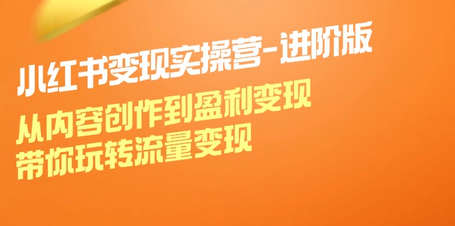 小红书变现实操营进阶版：从内容创作到盈利变现，带你玩转流量变现-随风资源网