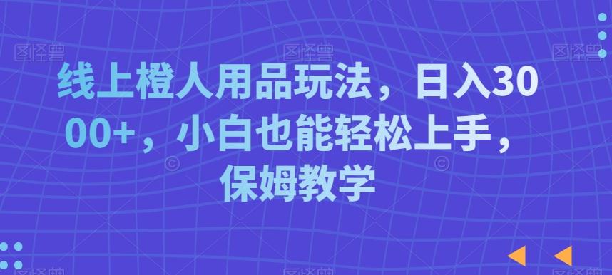 线上橙人用品玩法，日入3000+，小白也能轻松上手，保姆教学【揭秘】-随风资源网