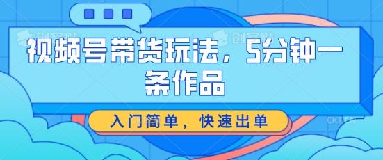 视频号带货玩法，5分钟一条作品，入门简单，快速出单【揭秘】-随风资源网