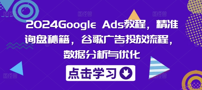 2024Google Ads教程，精准询盘秘籍，谷歌广告投放流程，数据分析与优化-随风资源网