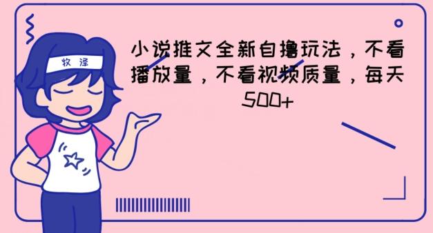 小说推文全新自撸玩法，不看播放量，不看视频质量，每天500+【揭秘】-随风资源网