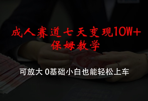 成人赛道七天变现10W+保姆教学，可放大，0基础小白也能轻松上车【揭秘】-随风资源网