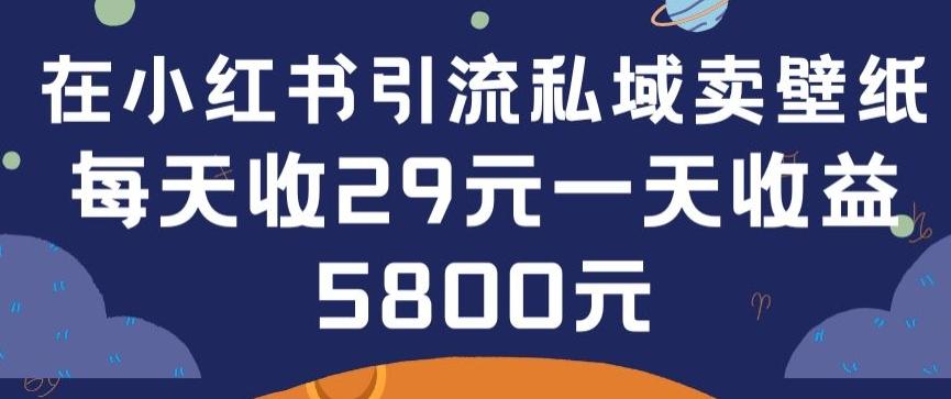 在小红书引流私域卖壁纸每张29元单日最高卖出200张(0-1搭建教程)【揭秘】-随风资源网