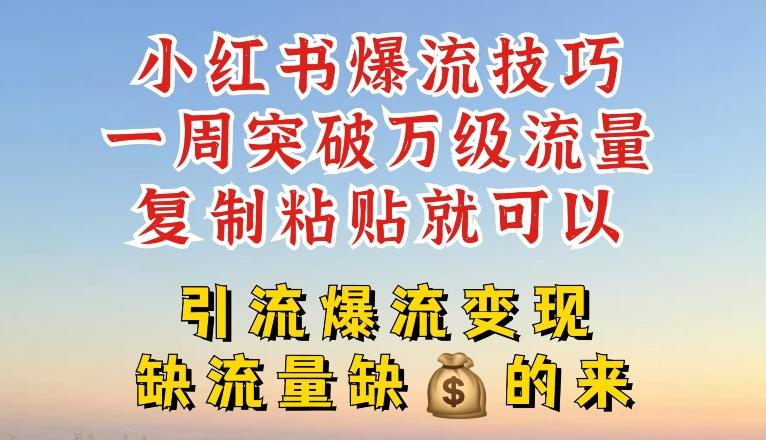 小红书爆流技巧，一周突破万级流量，复制粘贴就可以，引流爆流变现【揭秘】-随风资源网