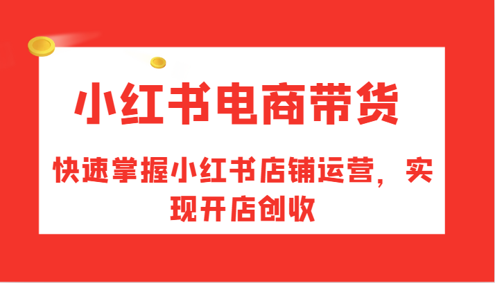 小红书电商带货，快速掌握小红书店铺运营，实现开店创收-随风资源网