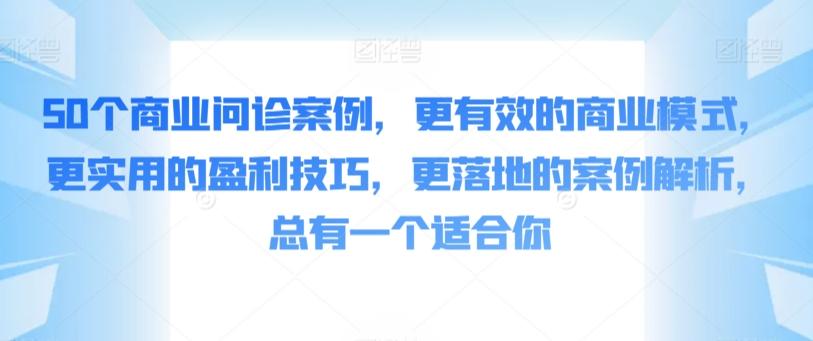 50个商业问诊案例，更有效的商业模式，更实用的盈利技巧，更落地的案例解析，总有一个适合你-随风资源网