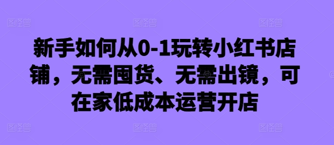 新手如何从0-1玩转小红书店铺，无需囤货、无需出镜，可在家低成本运营开店-随风资源网
