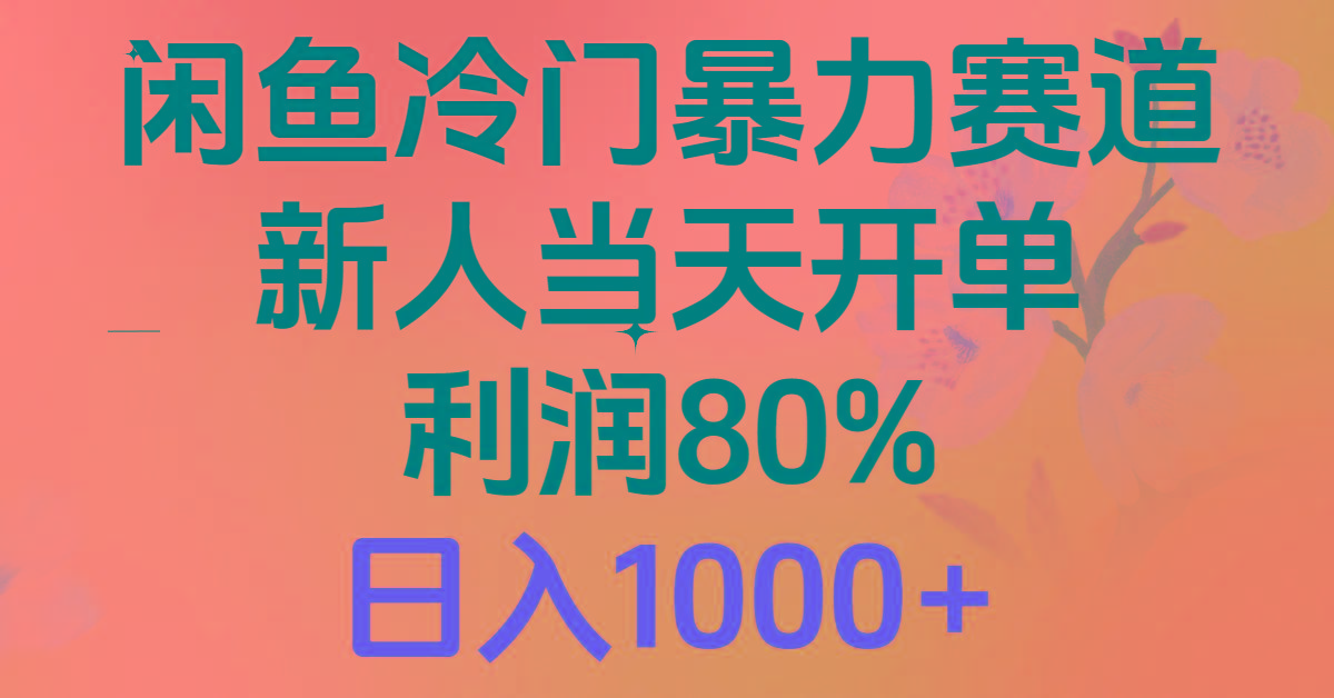 2024闲鱼冷门暴力赛道，新人当天开单，利润80%，日入1000+-随风资源网