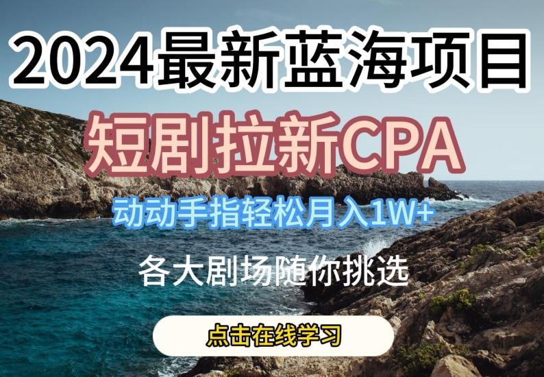 2024最新蓝海项日，短剧拉新CPA，动动手指轻松月入1W，全各大剧场随你挑选【揭秘】-随风资源网