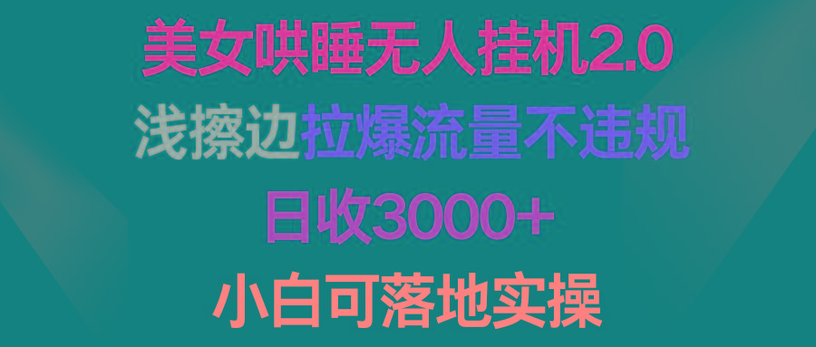 (9905期)美女哄睡无人挂机2.0，浅擦边拉爆流量不违规，日收3000+，小白可落地实操-随风资源网