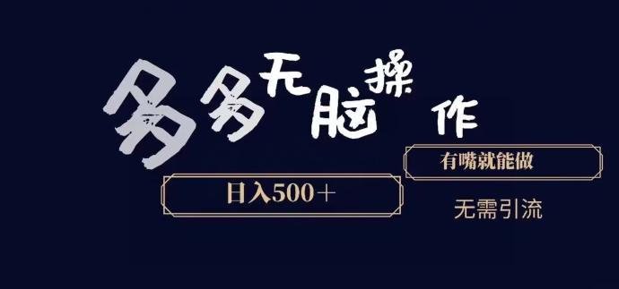 多多无脑操作，能说话就能做，日入500+-随风资源网