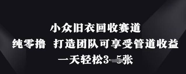 小众旧衣回收赛道，纯零撸 打造团队可享受管道收益，一天轻松3张-随风资源网