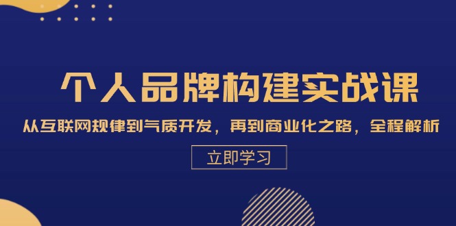 个人品牌构建实战课：从互联网规律到气质开发，再到商业化之路，全程解析-随风资源网