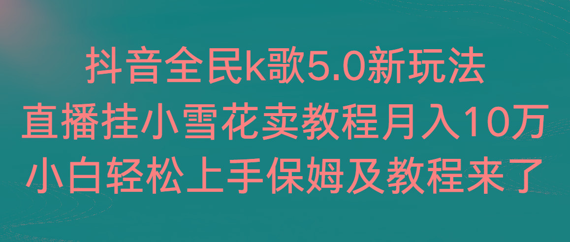 抖音全民k歌5.0新玩法，直播挂小雪花卖教程月入10万，小白轻松上手，保…-随风资源网