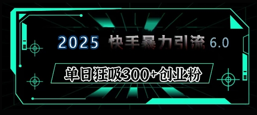 2025年快手6.0保姆级教程震撼来袭，单日狂吸300+精准创业粉-随风资源网