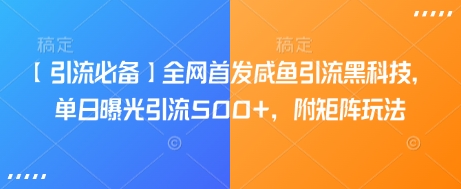 【引流必备】全网首发咸鱼引流黑科技，单日曝光引流500+，附矩阵玩法【揭秘】-随风资源网