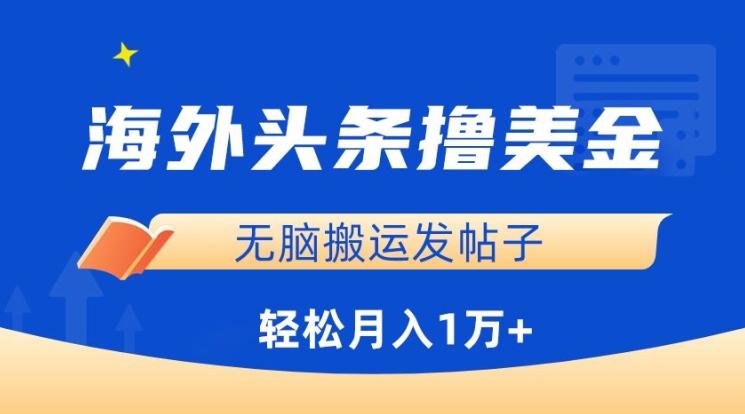 海外头条撸美金，无脑搬运发帖子，月入1万+，小白轻松掌握【揭秘】-随风资源网