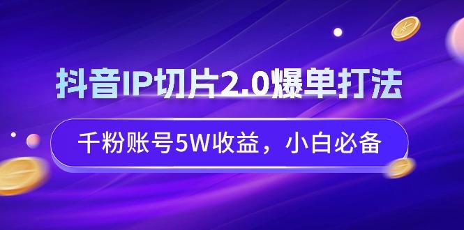 抖音IP切片2.0爆单打法，千粉账号5W收益，小白必备-随风资源网