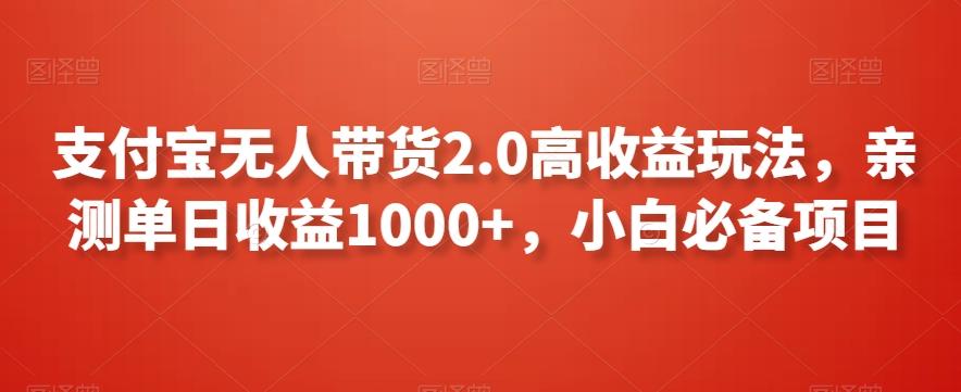 支付宝无人带货2.0高收益玩法，亲测单日收益1000+，小白必备项目【揭秘】-随风资源网