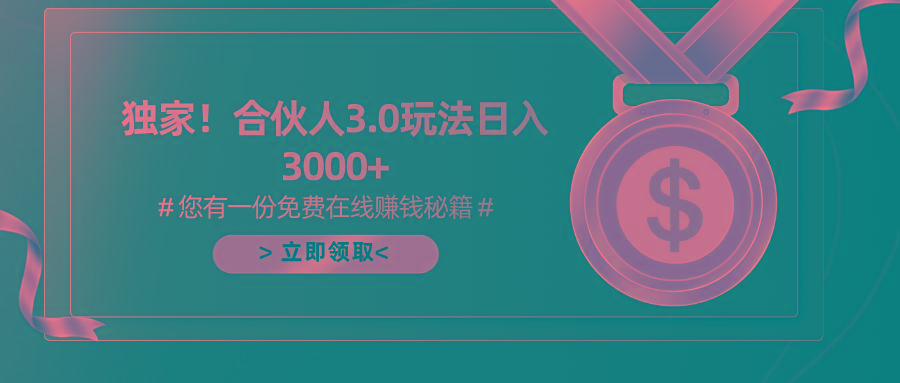 游戏合伙人3.0，日入3000+，无限扩大的蓝海项目-随风资源网